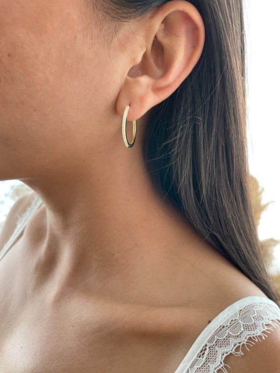 Parure De Bijoux En Argent 925 - Boucles D'oreilles Créoles + Bague En Zircone - Vert - Taille 7 - Cadeau Femme