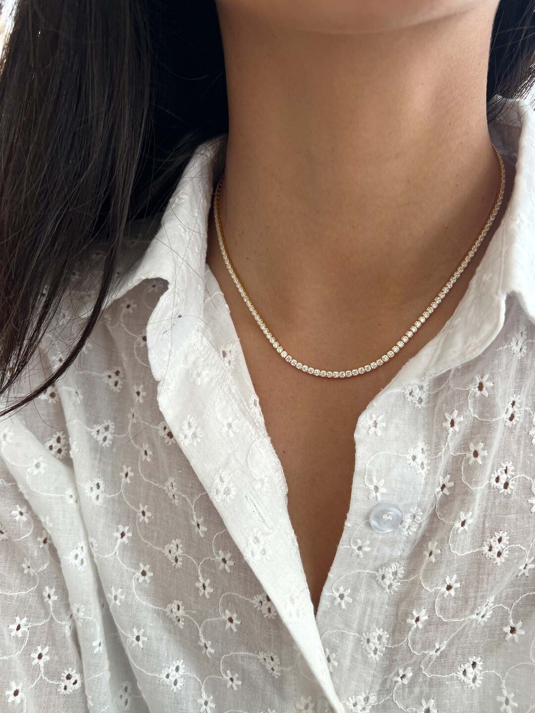 Silver 925 Tennis Necklace, Tennis Necklace, 2.5 Mm Cubic
