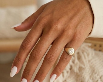 Anello con sigillo in oro per il mignolo, anello ovale, anello ovale importante in argento sterling 925, anello aperto ellittico, anello regolabile per il mignolo