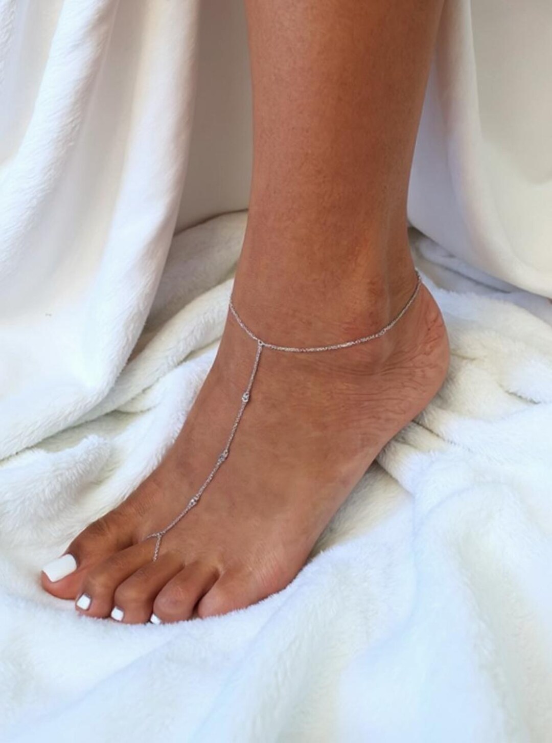 Cavigliera Donna Regolabile In Argento Placcato Oro – Con Ciondolo E Zirconi, OFURE UK