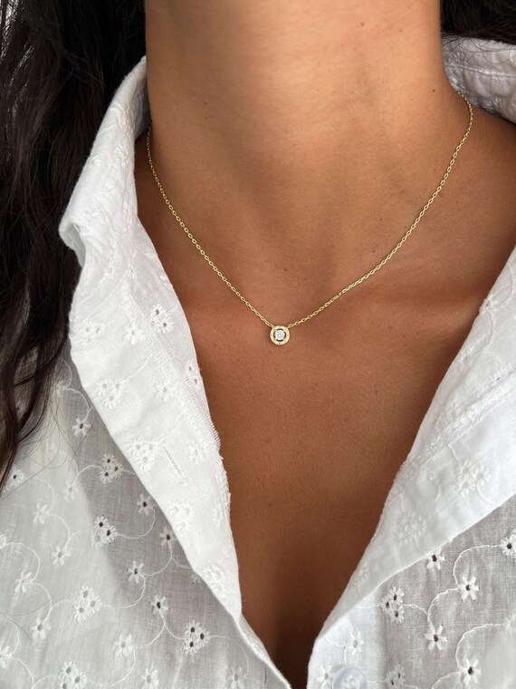 CW 925 Sterling Silver - Teardrop Cubic Zirconia Pendant Chain Necklace