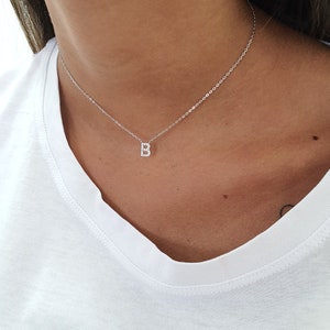 Letter necklace, Choker necklace, Silver sterling 925, gold plated, rose gold plated with CZ, fashion jewelry image 8