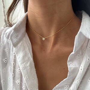 Gold Jewish Star Necklace, 14K Gold over 925 Sterling Silver Star of David Pendant, Tiny Minimalist Magen David Charm Necklace image 3