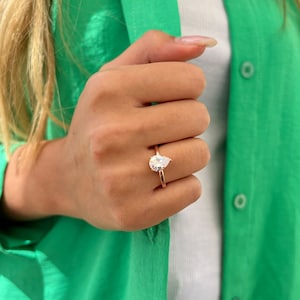 Pear CZ Teardrop Signet Ring, 925 Sterling Silver Minimalist Statement Solitaire Ring