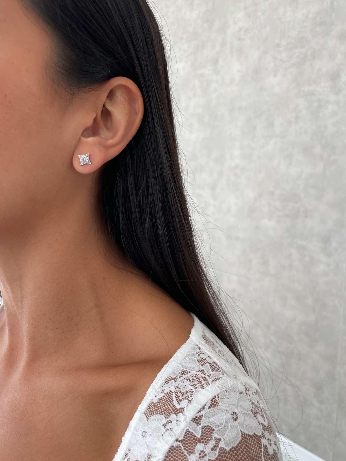 Boucles D'oreilles Puces étoiles Rose - Diamant CZ 4 Mm - Argent Massif 925 - Dolly-Bijoux