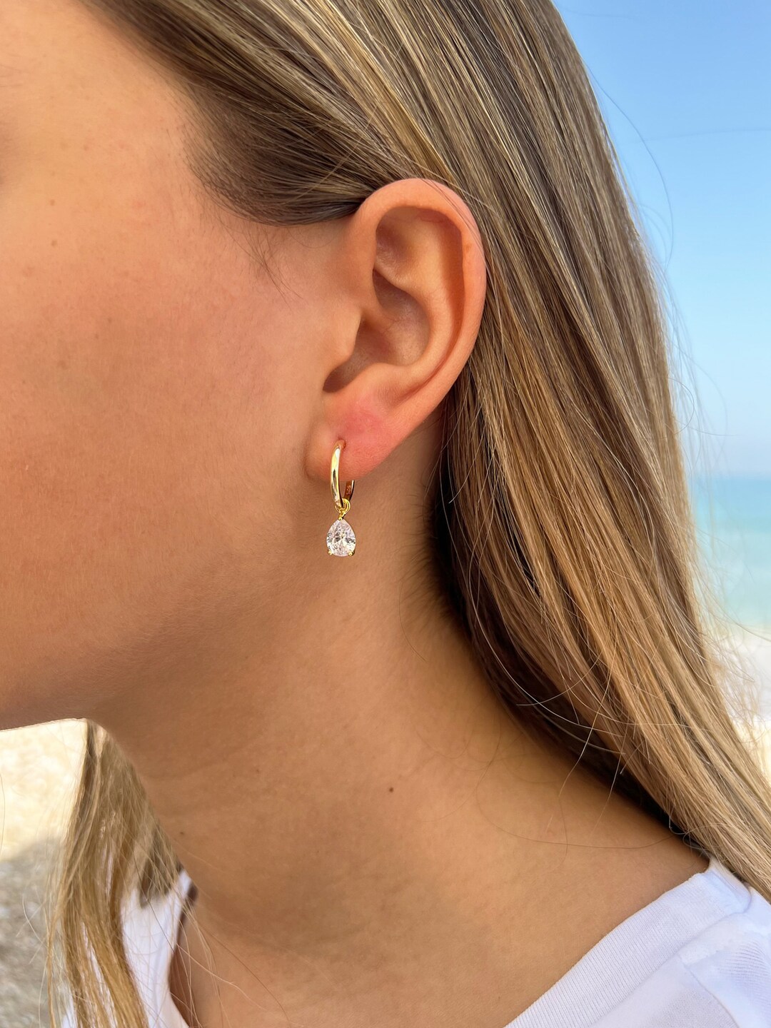 Silver 925 Drop Earring CZ Falling Earrings Pear Cubic Etsy New Zealand