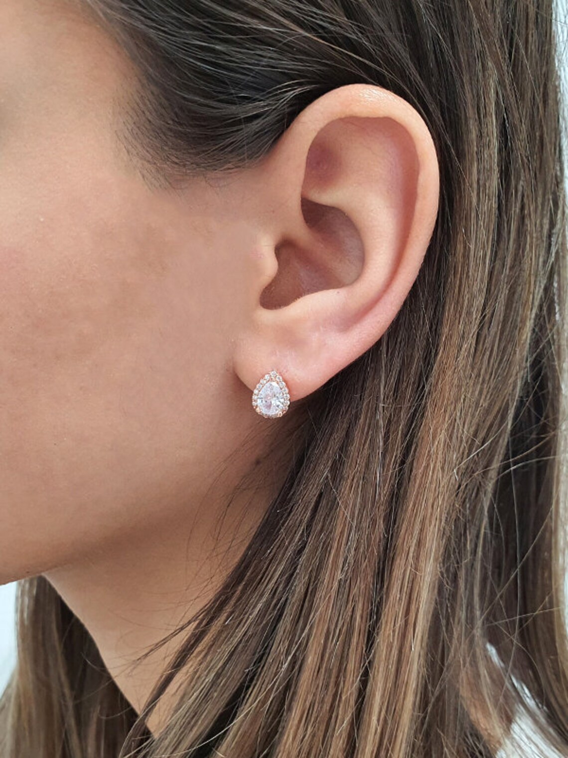 Gold Teardrop CZ stud earrings Gold Teardrop Earrings Tiny Etsy
