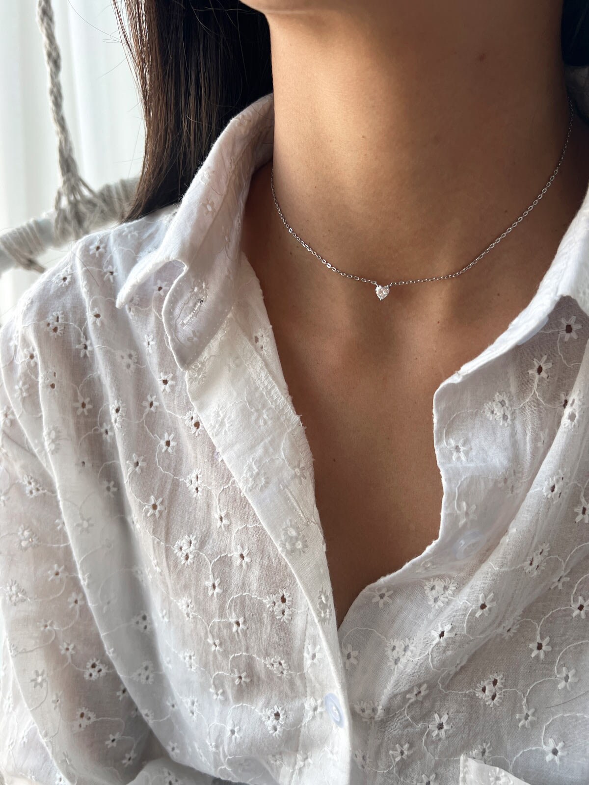 TOUKI heart choker necklace silver925