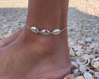 Shell Anklet Bracelet, Sterling Silver 925 Shells Anklet, Dainty Anklet, Foot Bracelet, Anklet For Women, Summer Jewelry