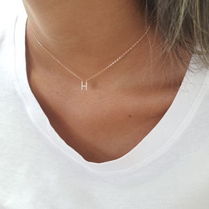 Letter necklace, Choker necklace, Silver sterling 925, gold plated, rose gold plated with CZ, fashion jewelry image 5