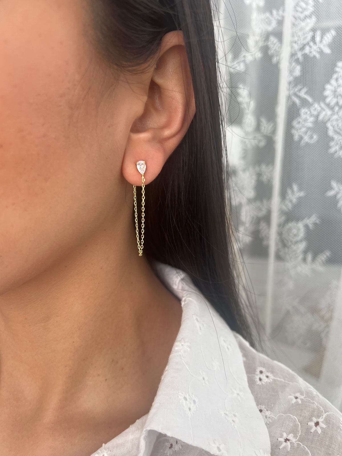 Boucles D'oreilles Pendantes Argent Sterling 925 Avec 3 Zircons Goutte - Silverspeck - Neuf Sans Boîte