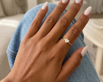 Heart Ring, Gold Heart Ring, CZ Heart Ring, Cute Dainty 925 Sterling Silver Promise Ring