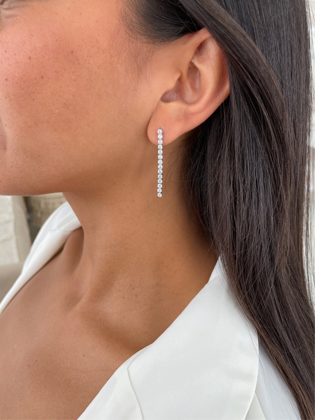 [COLD FRAME] ☆ / SILVER DIAMOND TENNIS DROP EARRINGS SILVER DIAMOND TENNIS DROP EARRINGS