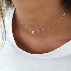 Letter necklace, Choker necklace, Silver sterling 925, gold plated, rose gold plated with CZ, fashion jewelry zdjęcie 9
