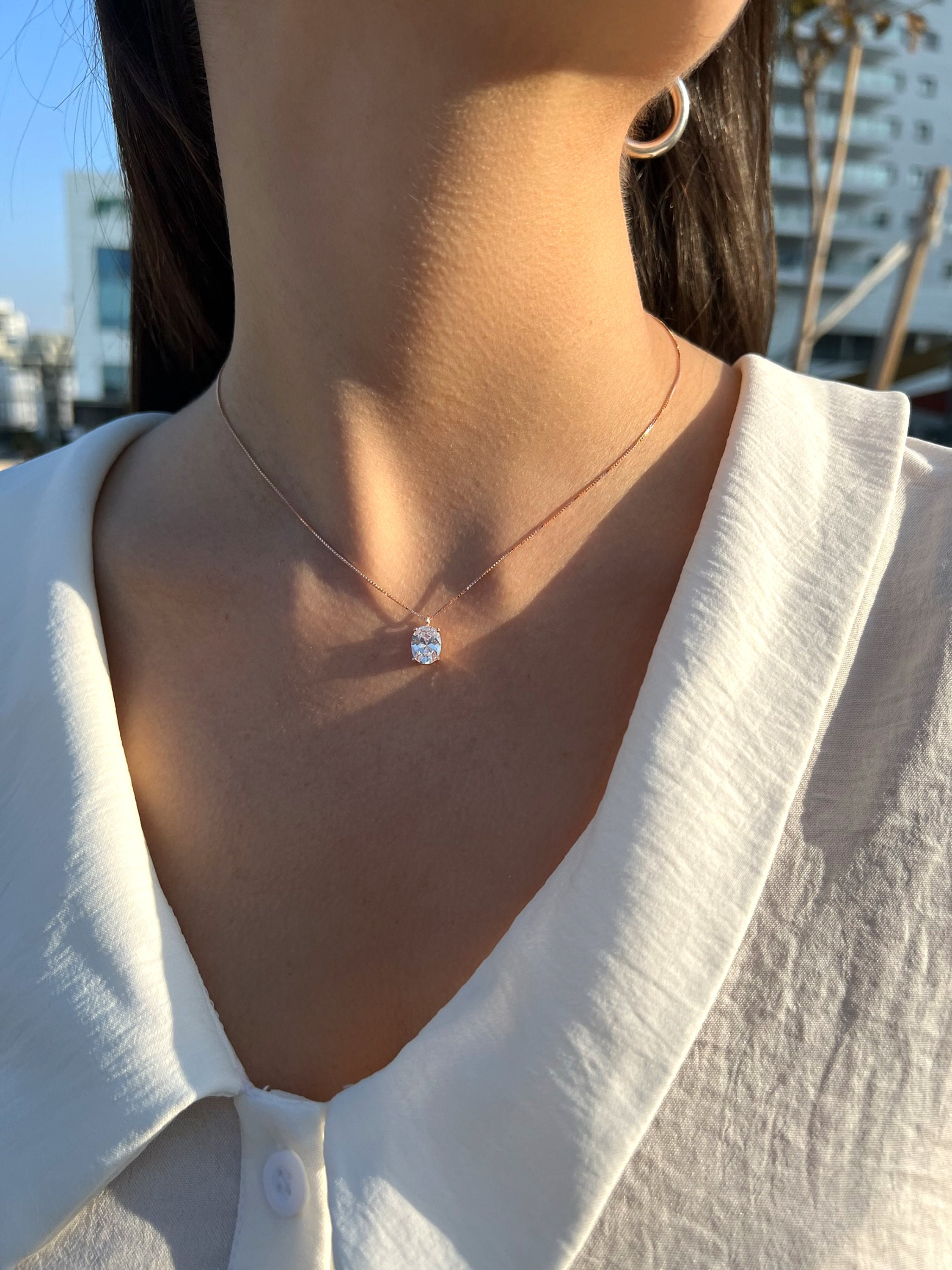 Silver cheap solitaire necklace