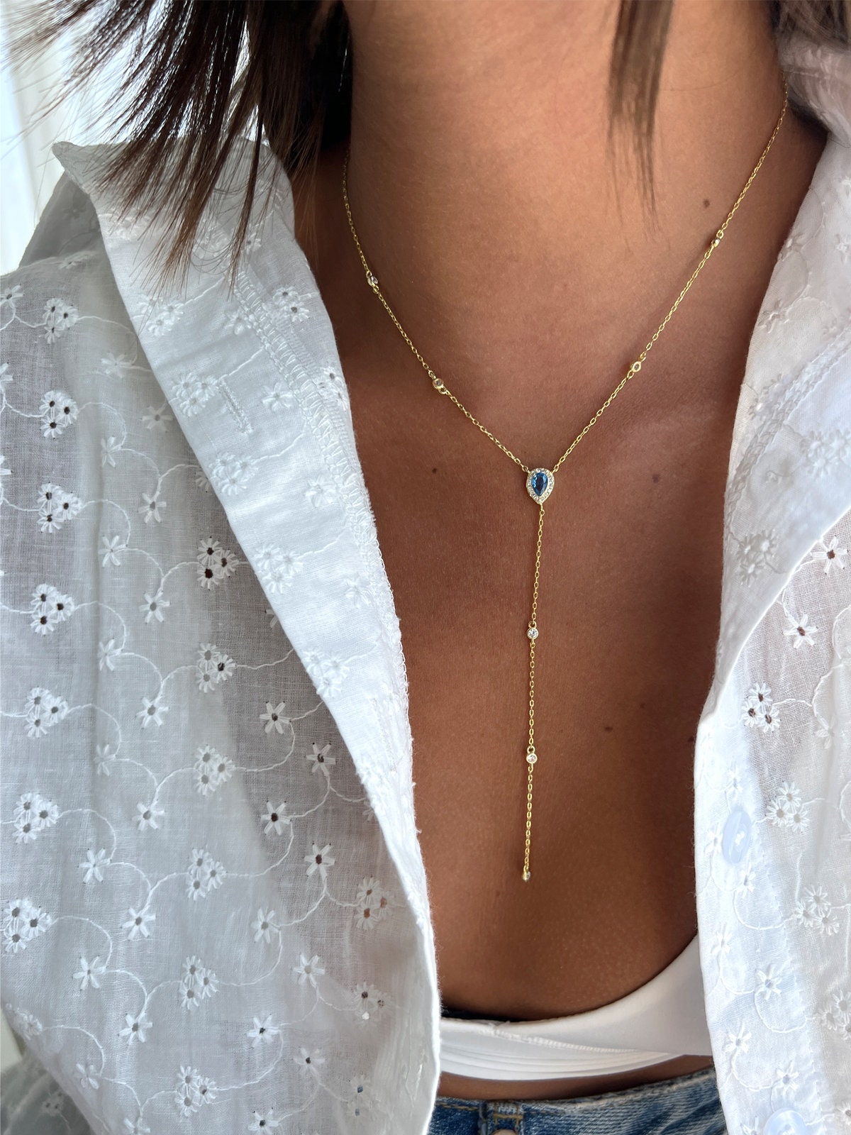 【EO/イオ】Triple chain lariat necklace Y Necklace, Lariat Necklace, Triple Strand Lariat Necklace
