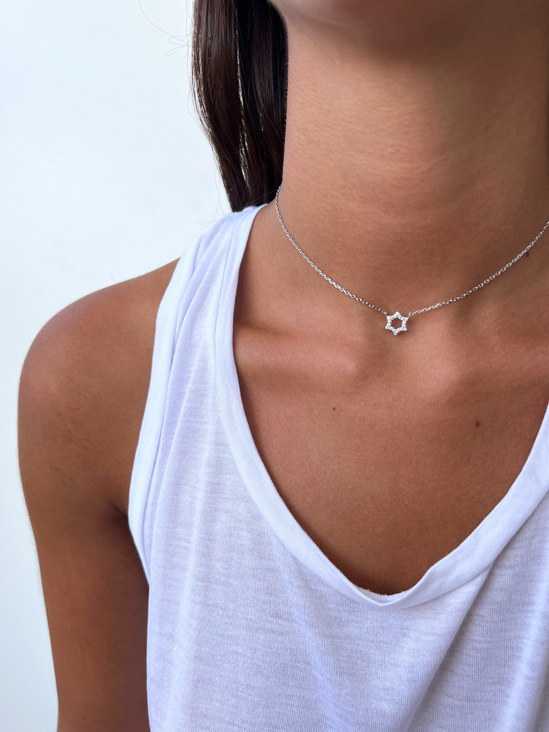 Tiny Star of David Necklace Gold Magen David Necklace Jewish