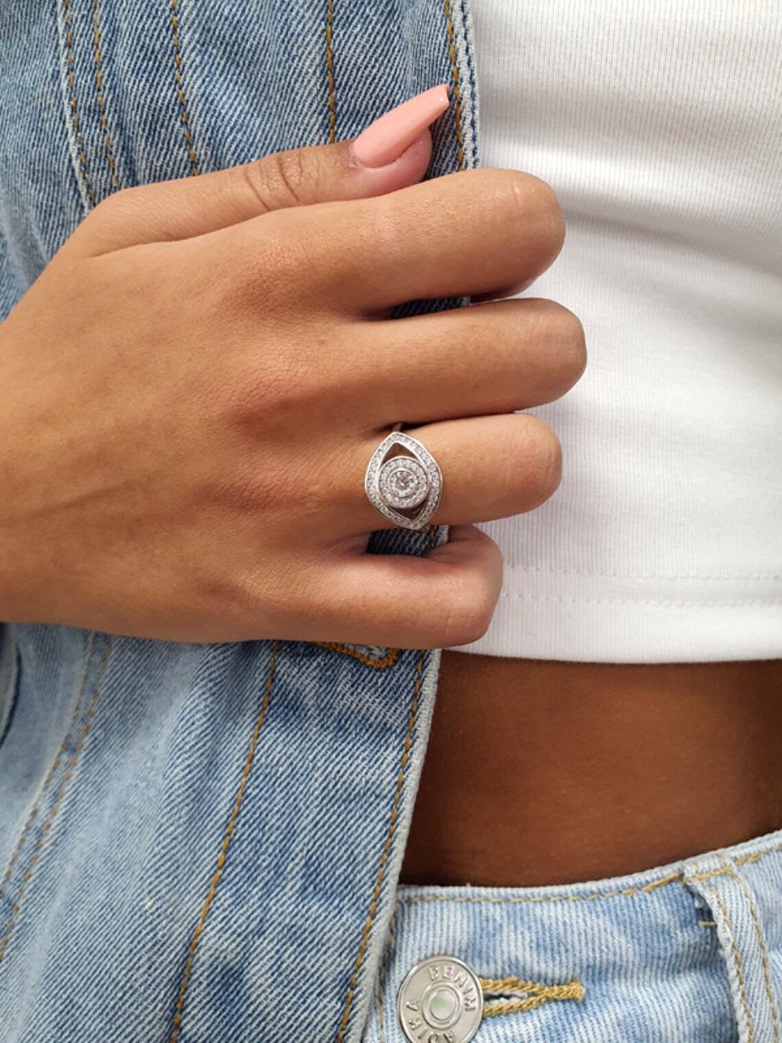 Diamond evil eye ring third eye ring gold evil eye ring etsy