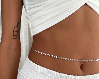 Silver 925 Belly Chain, Bikini jewelry, Waist chain, Sterling Silver Dainty body chain, Rose Gold Belly Chain, Body Jewelry, Long Necklace