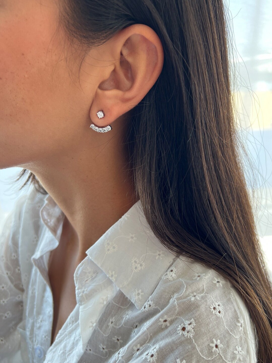 Jacket Earrings Silver 925 Front Back Earrings Ear Jacket Etsy UK