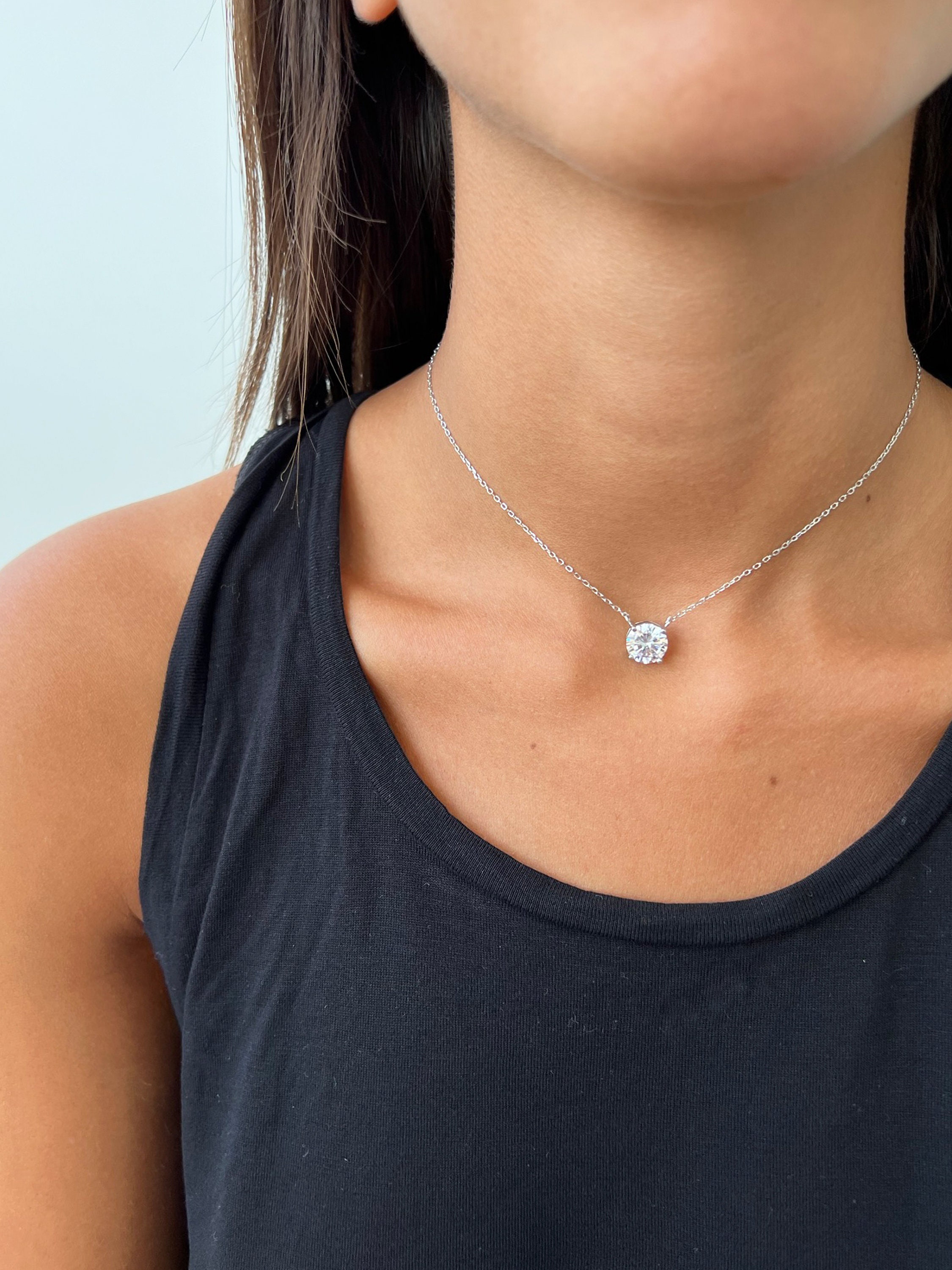 Solitaire Collana Con Ciondolo Cubo Rotondo In Argento 925 E Zirconi, Placcato Oro 14K - Eleganza Quotidiana