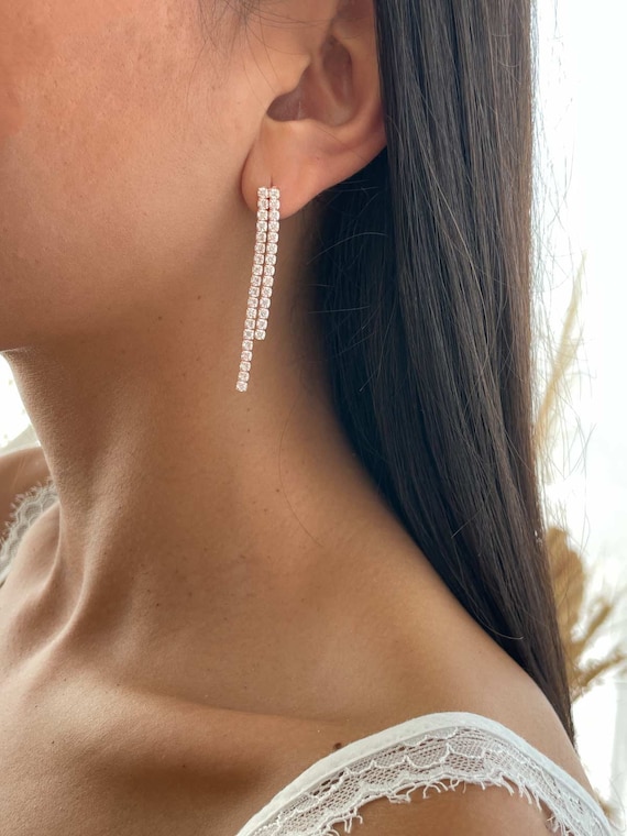 [COLD FRAME] ☆ / SILVER DIAMOND TENNIS DROP EARRINGS SILVER DIAMOND TENNIS DROP EARRINGS