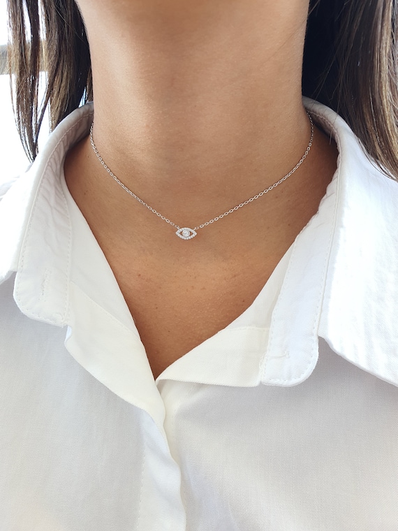 Gold Evil Eye Necklace Third Eye Evil Eye Choker Gold Eye