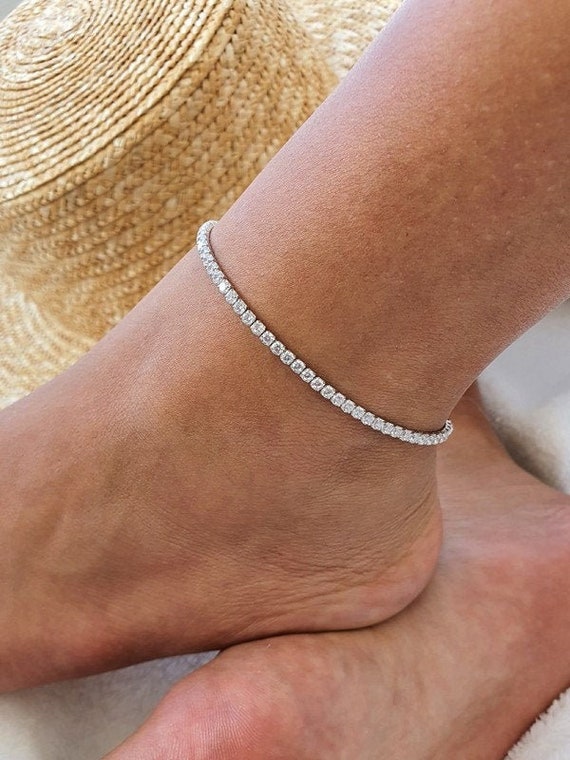 Tennis Anklet | Ankle jewelry, Anklet, Women anklets