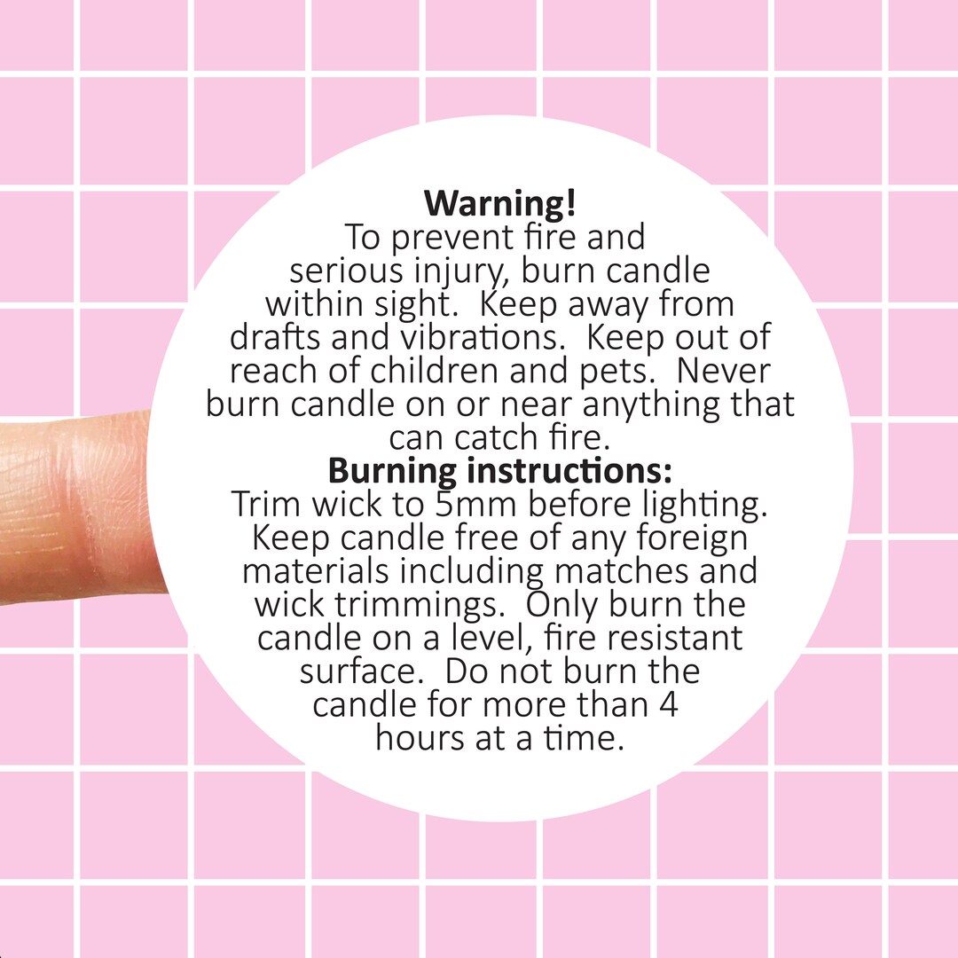 35x Candle Making WARNING Stickers, Candle Safety Instruction Labels