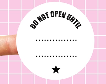 35x Do Not Open Until Personalised Date Stickers, Labels, Birthday Gift, Surprise Gift Labels