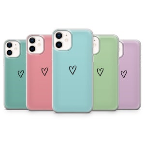 Custodia per telefono a cuore minimalista Cute Pastel Cover per iPhone 14, 13, 12, 11, Xr, 8 e Samsung A13, A23, A51, A52, A53, S20, Huawei P30, Pixel 6a