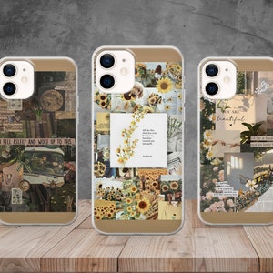 Aesthetic Phone Case Beige Collage Cover For iPhone 14, 13, 12, 11, Xs, Se & Samsung A12, A23, A51, A52, S10, S20, Huawei P30, P40, Pixel 6a
