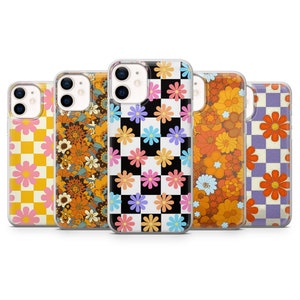 Indie Retro Groovy Flower Y2K Phone Case For iPhone 14, 13, 12, 11, Xr Se & Samsung A13, A23, A51, A52, A53, S10, S20, S21, S22, Huawei P30