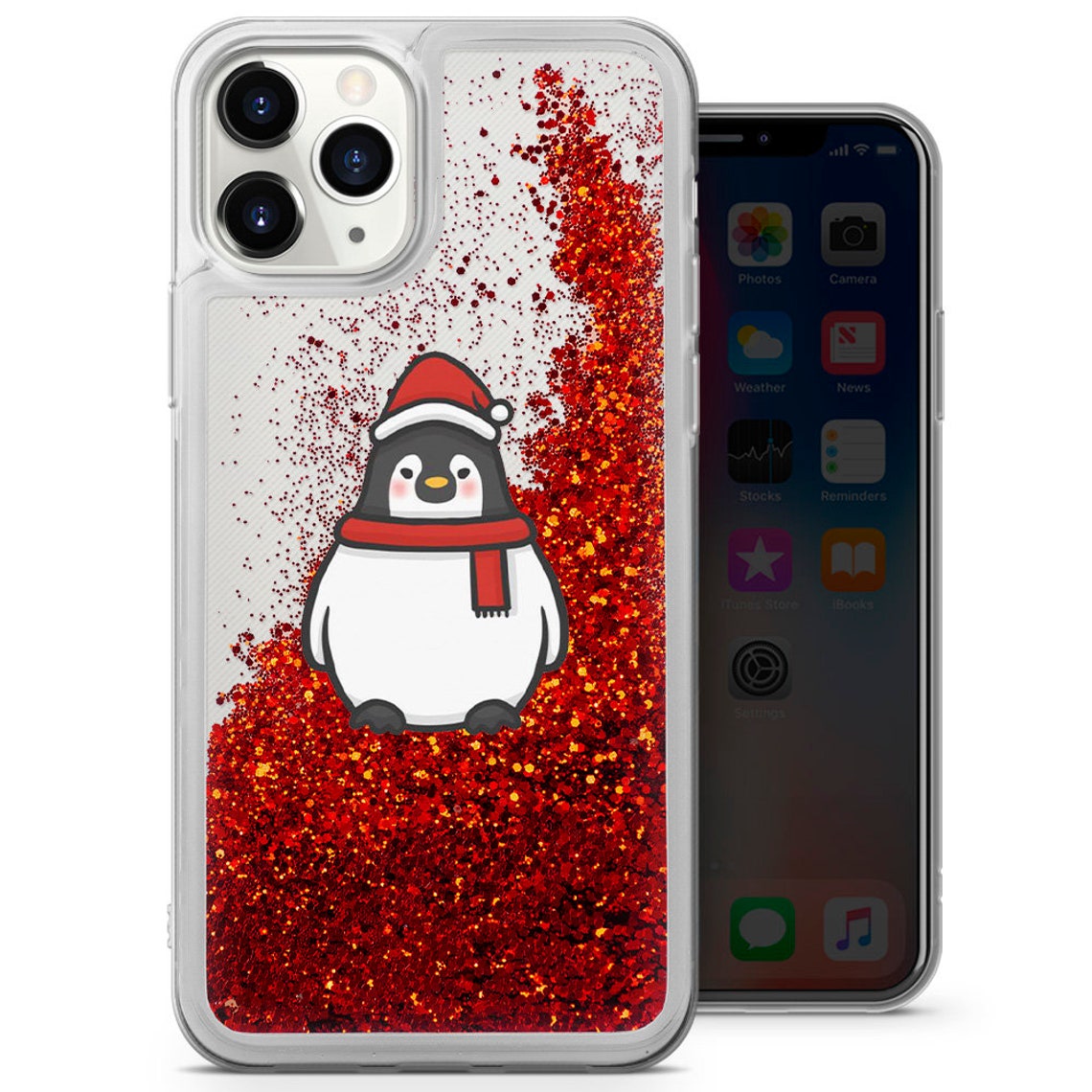 Christmas Liquid Glitter Phone Case Cute XMas Cover For Etsy
