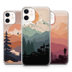 Berge Handyhülle Retro Art Cover für iPhone 14, 13, 12, 11, Xr, 8 & Samsung A13, A21s, A33, A51, A52, A53, S20, S22 Huawei P30, Pixel 6a