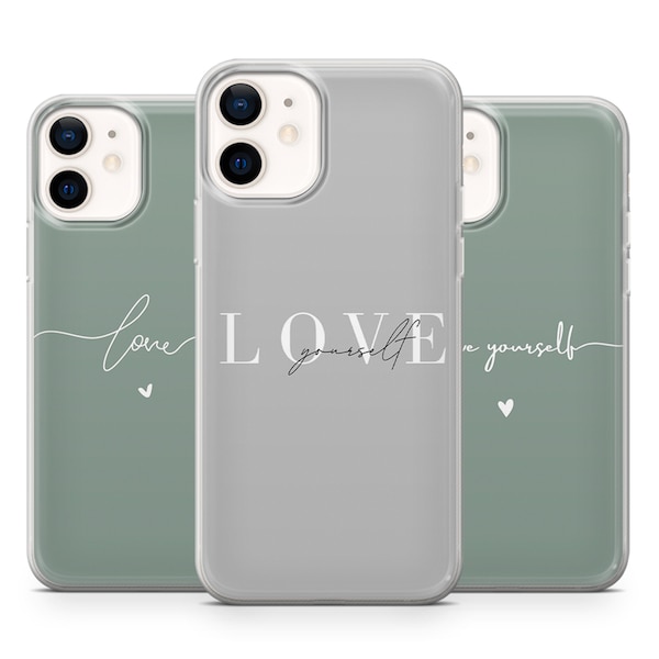 Aesthetic Phone Case Love Yourself Cover For iPhone 14, 13, 12, 11, Xs, Se & Samsung A13, A23, A51, A52, S20 FE, S22, Huawei P30, Pixel 6a