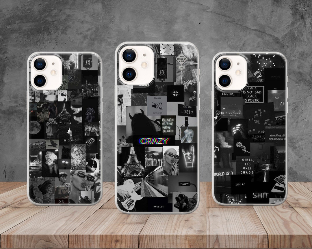 Aesthetic Phone Case Black Gothic Cover for iPhone 14, 13, 12, 11, Xs