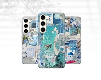 Nautical Phone Case Blue Seashell Cover for Samsung S24 S23 FE S22 Pro S21 Ultra S20 S10 A05 A15 A21 A25 A34 A35 A51 A53 A54 A55 Pixel 6 7 8