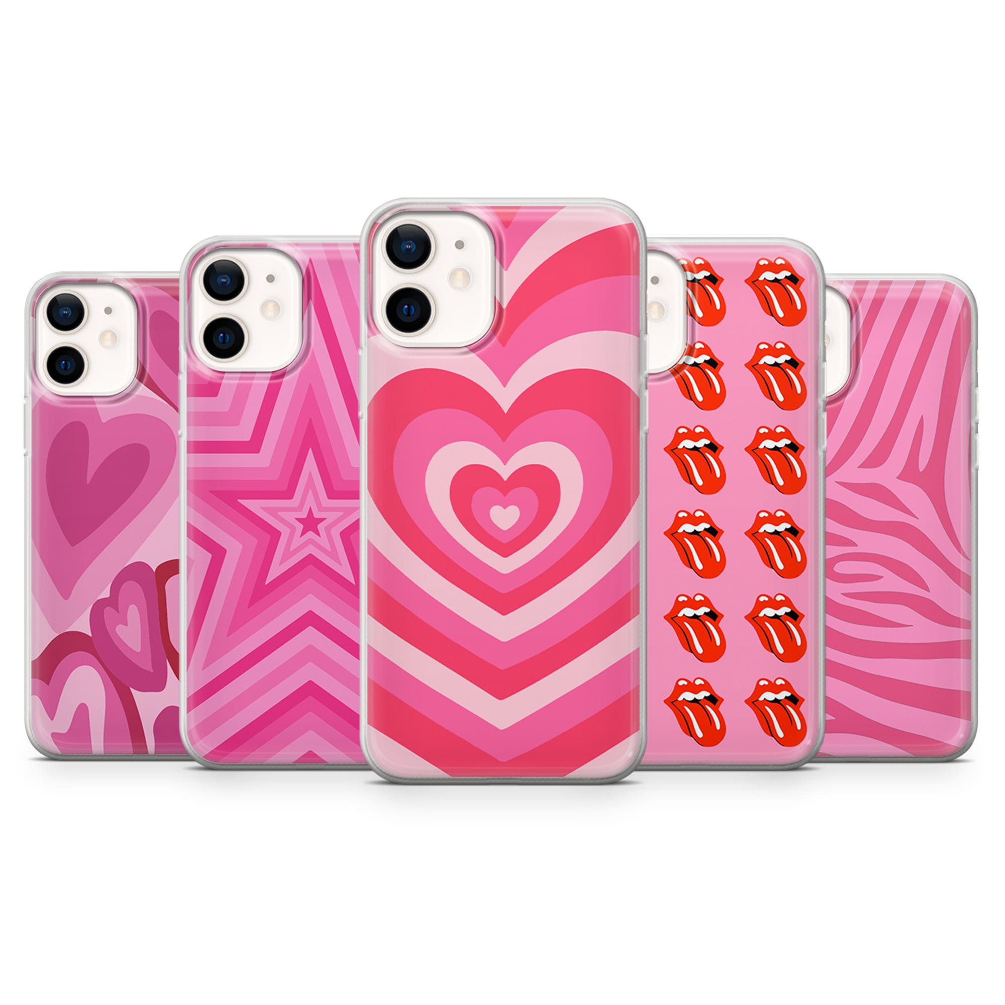 Aesthetic Heart Girly Pink Phone Case for iPhone 14, 13, 12