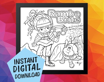 Rambo Brite: Rainbow Brite + Rambo coloring book page