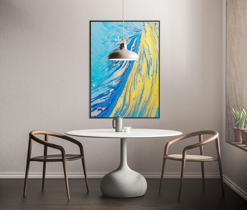 Abstract Wall Art Blue Yellow Wall Art Yellow Blue Print Etsy