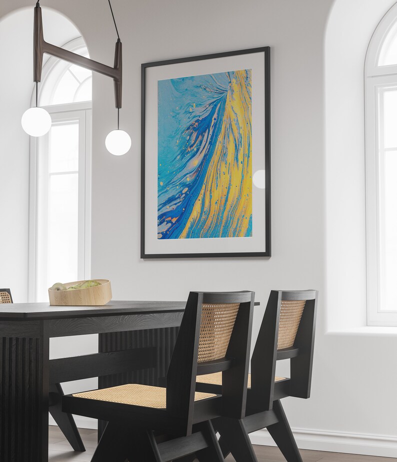 Abstract Wall Art Blue Yellow Wall Art Yellow Blue Print Etsy