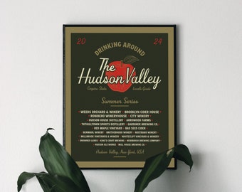 Hudson Valley Art Print, Hudson Valley Travel Print, Wall Art Hudson Valley, Hudson Valley Distilleries and Wineries