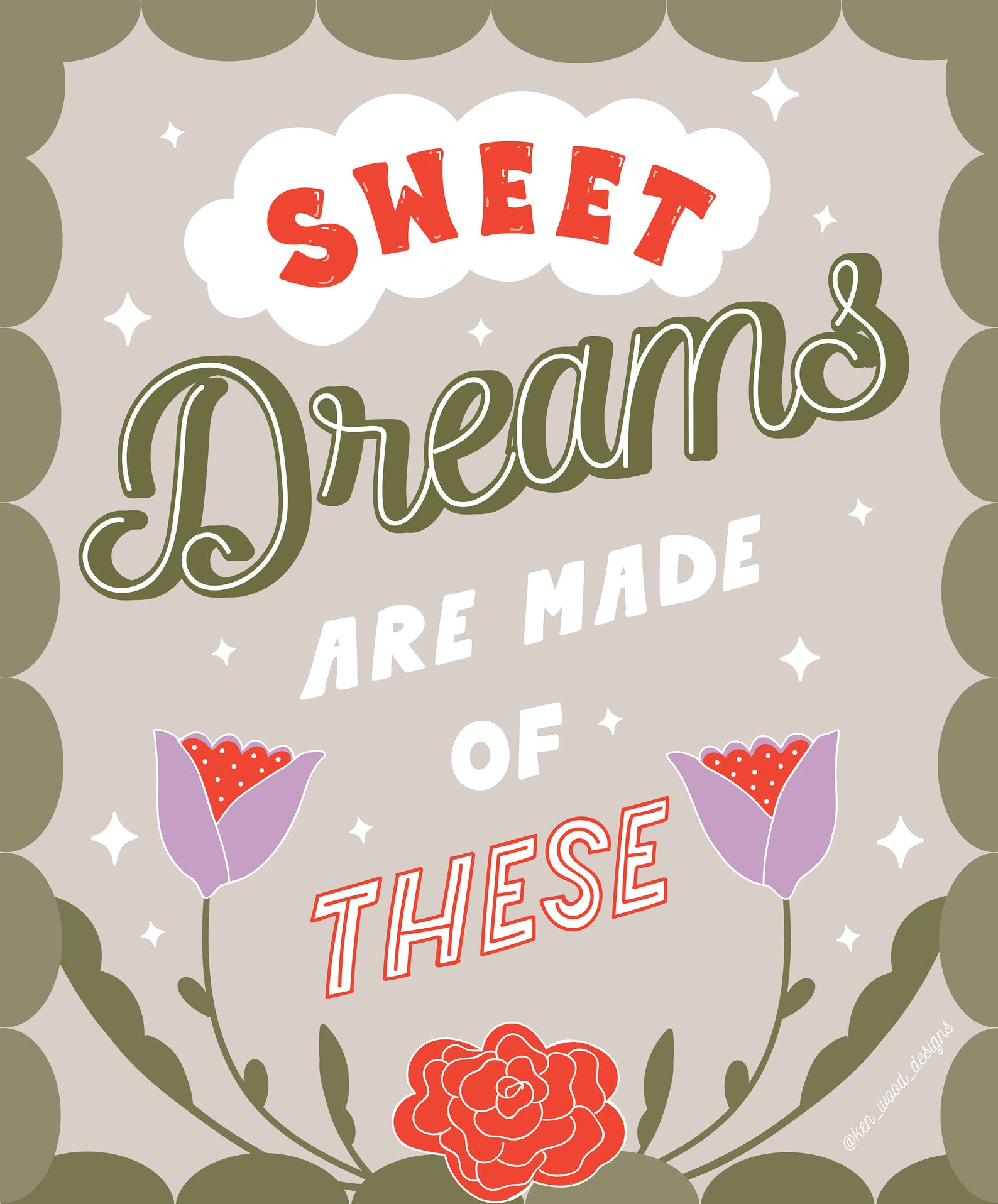 Sweet Dreams Art Print Art Print Lettering Print Design - Etsy Denmark