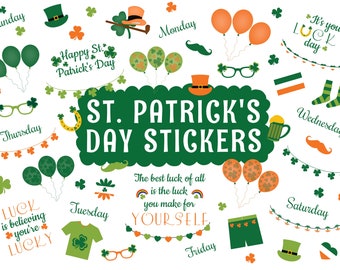 Digitale St. Patrick's Day-stickers, GoodNotes-planner, png