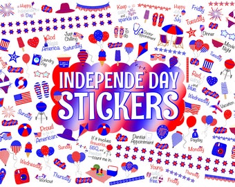 Independence Day Stickers, Precropped Digital Planner Stickers, GoodNotes Stickers, 184 PNG Files, Planner Stickers, USA 4th of July