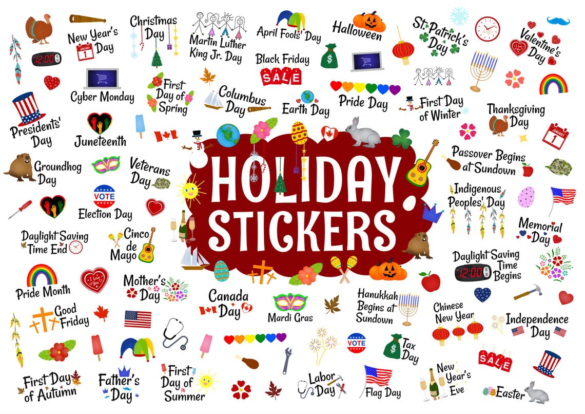 Holiday Sign Sticker Holiday Digital Stickers, Planner Icons, Goodnotes Stickers (PNG Files ...