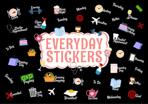 Everyday Digital Stickers Dark Mode Set Digital Stickers for - Etsy
