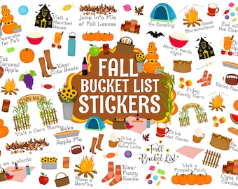 Fall Bucket List Digital Stickers, GoodNotes PNG Stickers