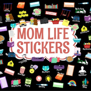 Mom Life Digital Stickers For Dark Mode, Dark Planner, Precropped Digital Planner Stickers, GoodNotes Stickers, Mom Stickers, Basic Stickers